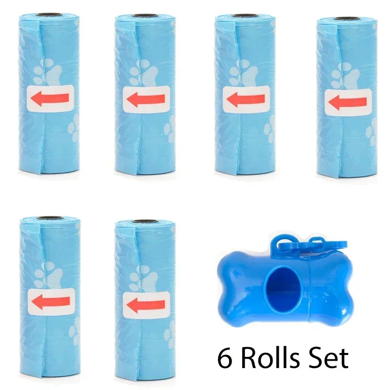 Disposable Pet Poop Bags Dog Poop Bag Bone Dispenser with Leash Clip Puppy Dog Products Supplies 5Roll(75Pcs) Bags