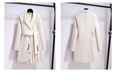 Blazer Women 2025 Spring New Fashion Women Clothing Suit Skirt Jacket Belt Waist Slim Suit Women Blazer Long Coat Black Blazers
