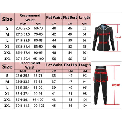 Women Sauna Sweat Suits Weight Loss Jacket Sweat Top Pants Body Shapers Fitness Shirts Leggings Thermo Long Sleeves Trousers Gym