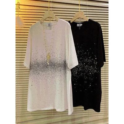 Shirts for Women Summer Oversized Tshirts Y2k Tops Chic Diamond Fashion Tees O-neck Short Sleeve T Shirts 2025 Ropa Mujer 27w414