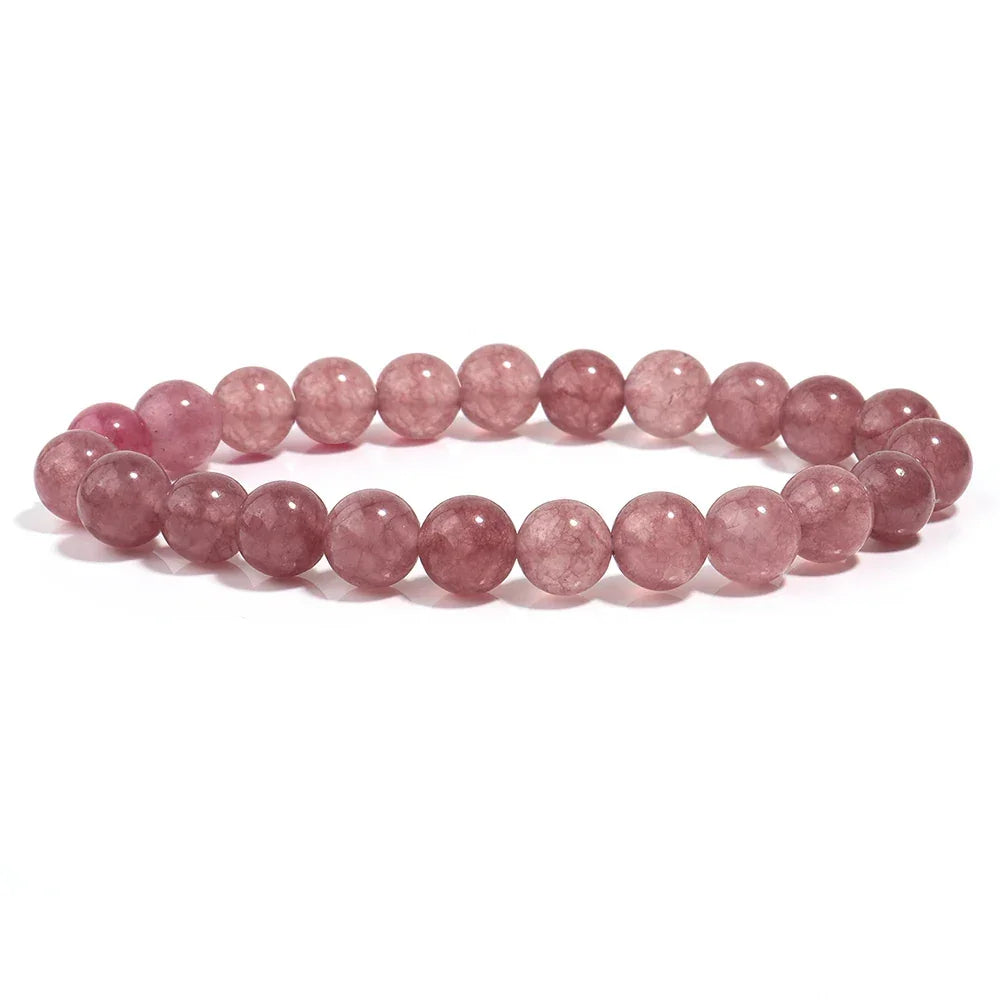 OAIITE Strawberry Crystal Quartz Bracelet Natural Stone Bead Bracelet Women Yoga Meditation Jewelry Beautiful Bracelet Gift