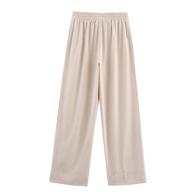 2025 new women's clothing European and American style fashionable versatile blended loose elastic trousers