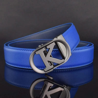 Men Fashion K Letter High quality Genuine Leather  Designer Belts | Male Waist Strap