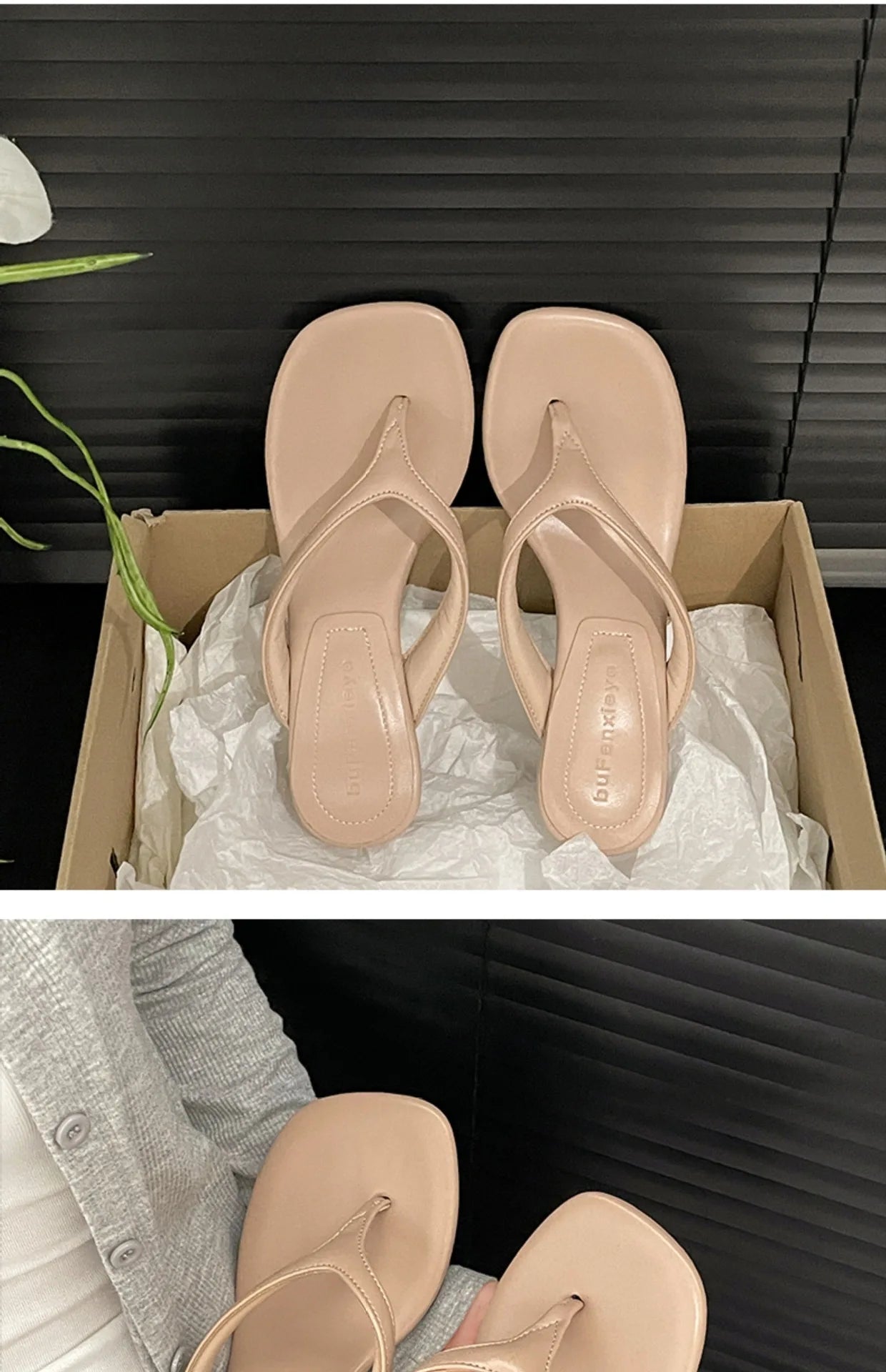 Women High-heeled Slippers 2025 Summer Clip Toe Flip Flop Fashion Pumps French Wedge Sandals Square Toe Ladies Shoes Sandalias