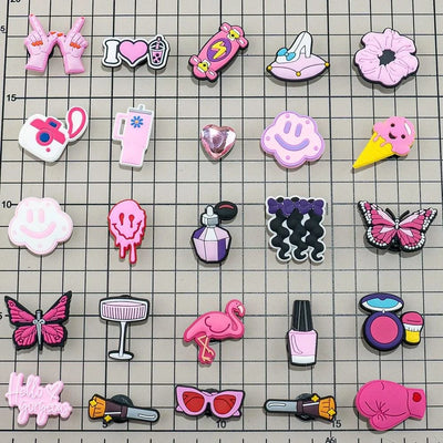 20//50/100pcs Random Pink Shoe Charms for Women Make Up Shoe Decorations Pins for Girls Gifts Sandal Accessories Flamingos