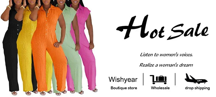 Women Casual Ribbing Loose Straight Jumpsuit Sleeveless Button High Waist One Pieces Wide Leg Rompers Summer Streetwear Overalls