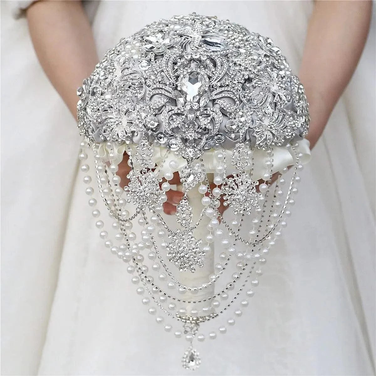 Rhinestone Jewellery  Brooch Bouquet Silk Wedding Flowers |Bridal Wedding