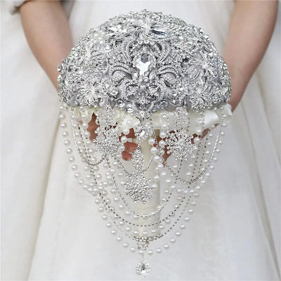 Rhinestone Jewellery  Brooch Bouquet Silk Wedding Flowers |Bridal Wedding