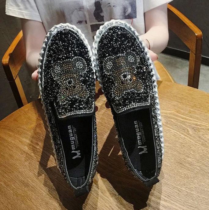 Autumn Women Thick Bottom Sneaker Running Fashion Designer Woman Shoes Trend 2024 Casual Canvas Mirror Luxury Rhinestone Spring