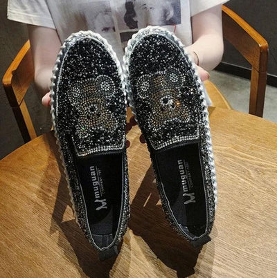 Autumn Women Thick Bottom Sneaker Running Fashion Designer Woman Shoes Trend 2024 Casual Canvas Mirror Luxury Rhinestone Spring