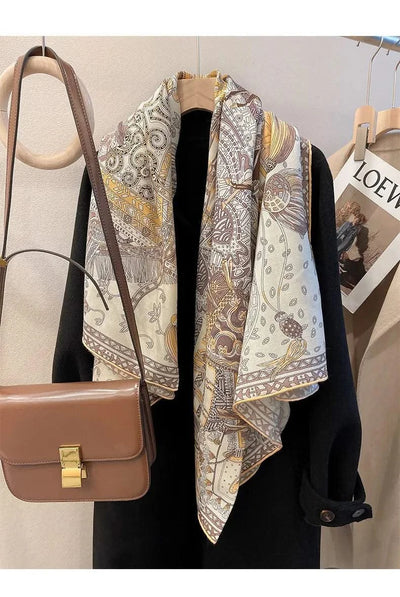 women's autumn and winter silk and wool dual purpose high-end scarves  large