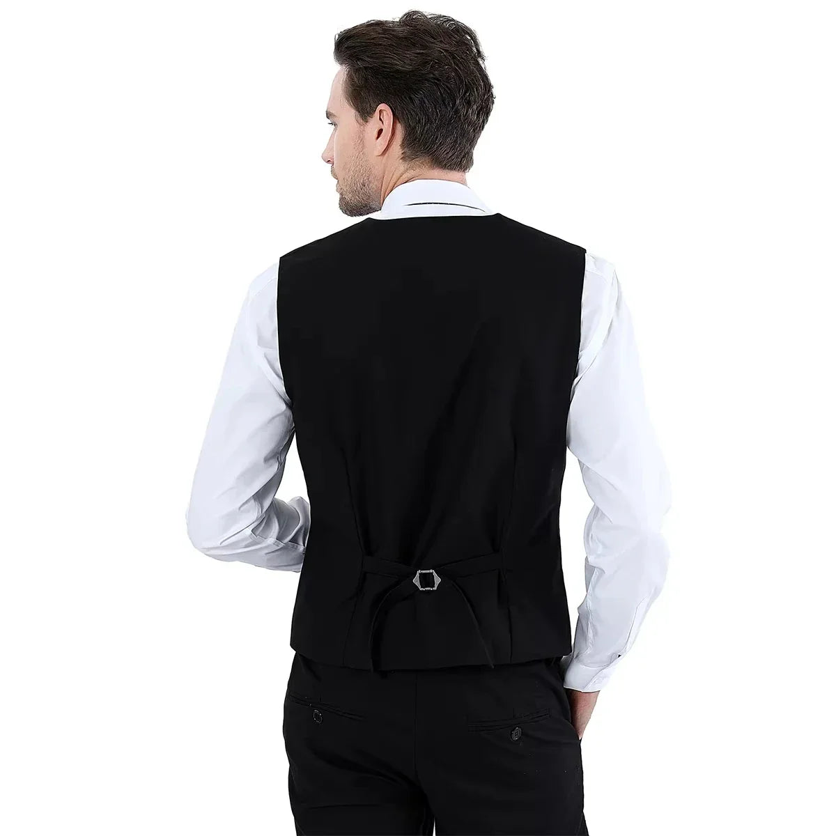 Mens Suit Vest Male Business Formal Wedding Office Birthday Party Outfit Set  Easter Church Jacket Black Waistcoat