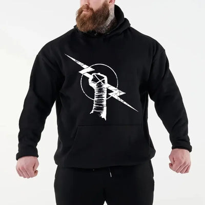 Men's Black Hooded Sweatshirt Street Casual Sportswear Printed with Famous Wrestler's Print CM Return Autumn and Winter Novelty