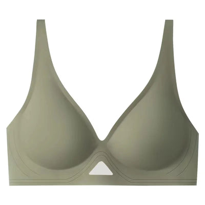 Push Up Bras For Women Non-wire Bra V-neck Glossy Underwear Female Breathable Bralette Invisible Padded Brasiere Sexy Lingerie