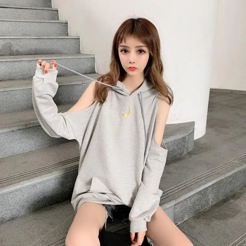 Sweatshirts for Women Hoodies Plain Long Female Clothes Black Hooded Tops Cotton Sweat-shirt Basic Designer Sleeve Goth Novelty
