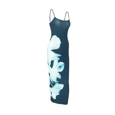 Summer Women's Dresses New Fashion Print Sleeveless Backless Bodycon Sexy Maxi Dresses Casual Streetwear Club Elegant Lady Dress