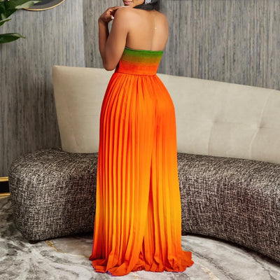 Gradient Color Women Jumpsuits For Summer Sleeveless Bandage Loose Fashion Streetwear Overalls Wide Leg Pants Trousers 2024