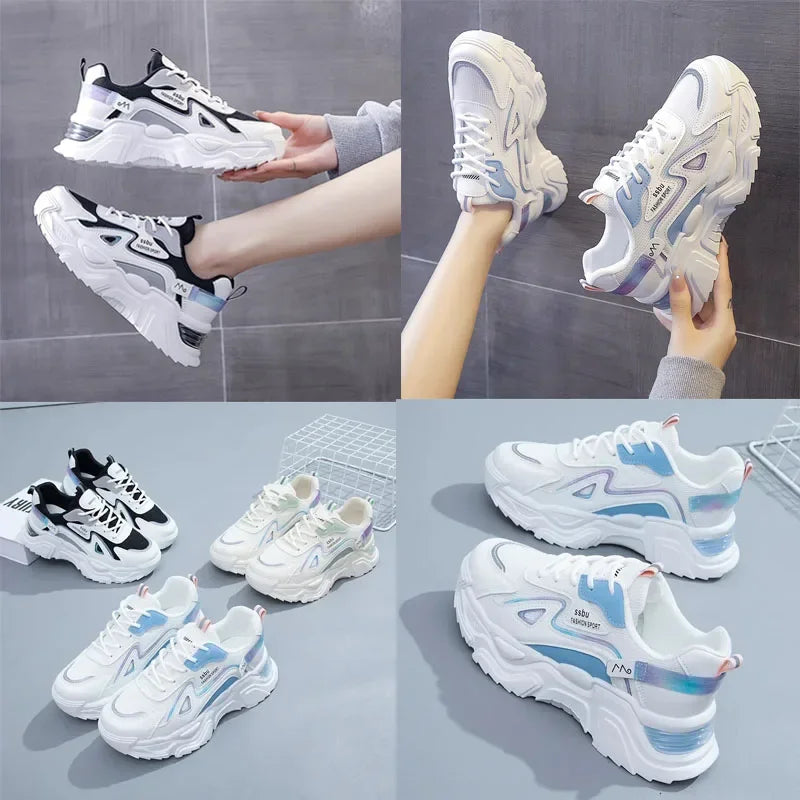 Sports shoes for women 2025 new fashion Korean version trendy fly woven breathable anti slip lightweight running shoes