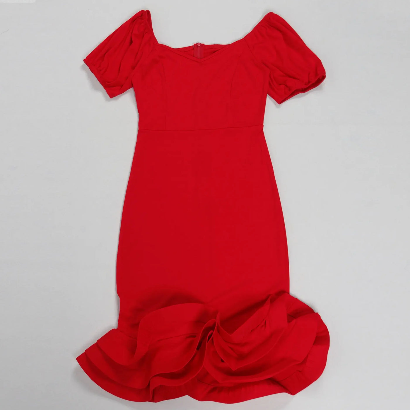 Elegant Party Dress for Women Ruffle Evening Dresses Lantern Short Sleeve Fishtail Tiered Wedding Dress Women