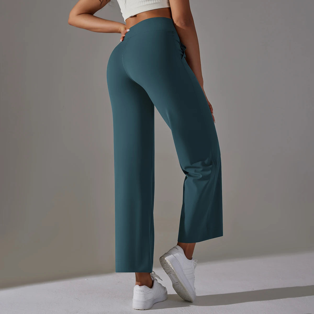 Wide Leg Pants With Pockets Women's Loose Yoga High Waist Legging Drawstring Outdoor Casual Jogging Gym Sports Flare Pants