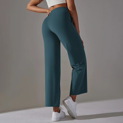 Wide Leg Pants With Pockets Women's Loose Yoga High Waist Legging Drawstring Outdoor Casual Jogging Gym Sports Flare Pants