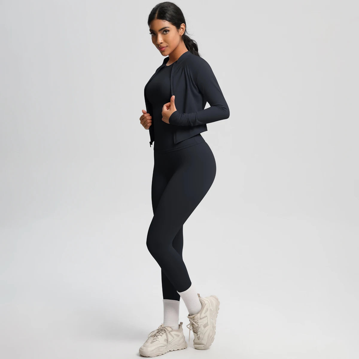 Women Sportswear Yoga Set Workout Clothes Athletic Wear Sports Gym Legging Fitness Top Long Sleeve Yoga Suit ﻿