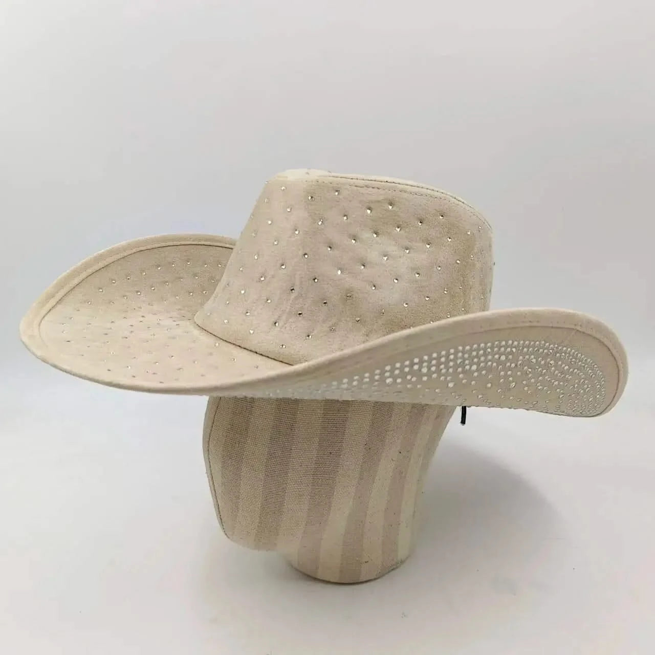 Women's cowboy hat high-end custom accessories white exquisite cowboy fashion shiny pearl rhinestone cowboy hat prom party hat