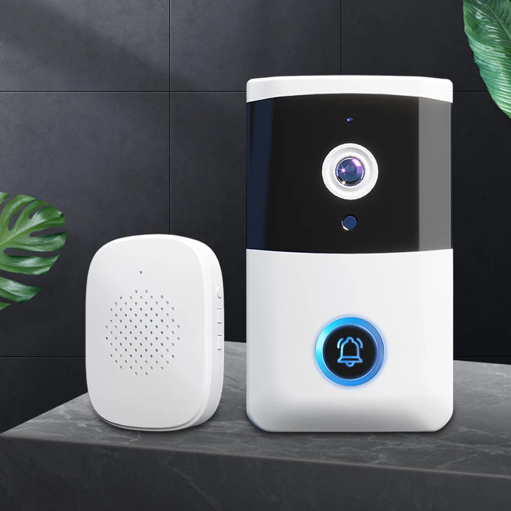 WiFi Wireless Video Doorbell IR Night Vision Doorbell Camera Two-way Audio Visual Doorbell for Home Security Alarm System