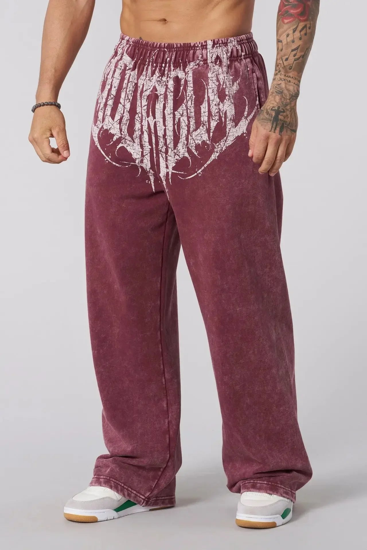 Men's straight legs wide pants fitness training casual sports outdoor running trousers fashion American style brand sports pants