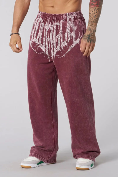 Men's straight legs wide pants fitness training casual sports outdoor running trousers fashion American style brand sports pants