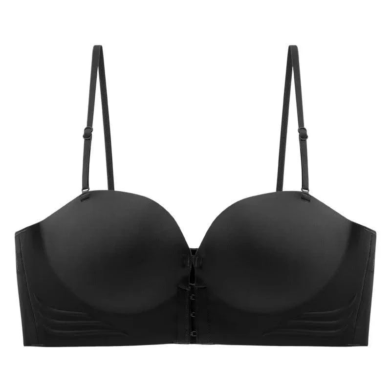 Front Closure Strapless Bras For Women Seamless Push Up Brassiere Thick Soft Underwear Solid Color Adjustable Invisible Lingerie
