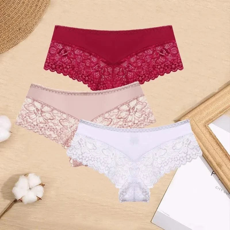 3 Pieces Women's Boxers Sexy Lace Seamless Female Underwear Perpective Panties for Women Boyshorts Fashion Boxer Briefs Lingerie