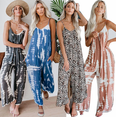 Women's jumpsuit 2023 new women's clothing wholesale Russian European and American suspender sexy wide leg pants