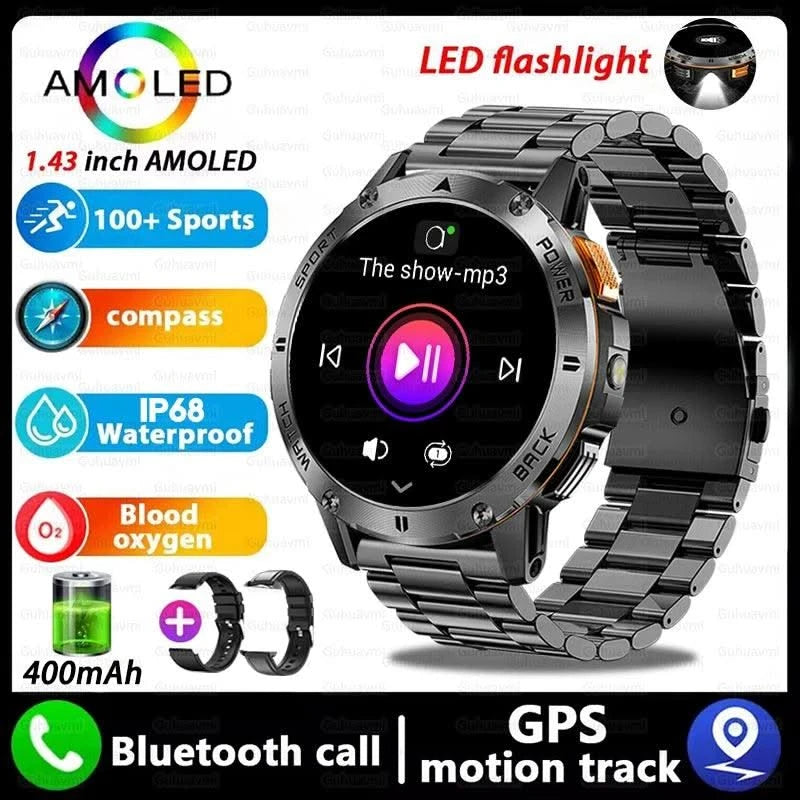 2025 New For Xiaomi IOS Compass Outdoor Smart Watch Men 1.43'' HD AMOLED Screen GPS 400 Mah Battery Bluetooth Call SmartWatches
