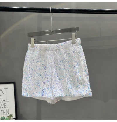 Hot Girl Y2k European and American Style Sequined Shorts Slim Fit Suede Embroidered Sequined Casual Hot Pants for Women