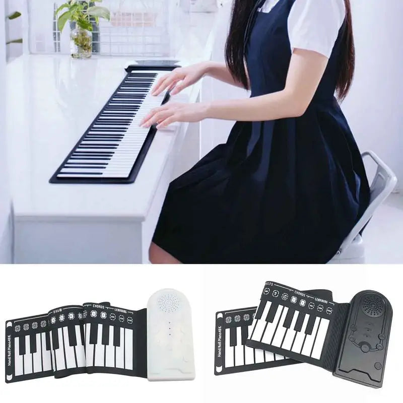 Roll Up Piano Keyboard Foldable Hand Roll Piano 49 Keys Hand Roll Piano For Beginners Kids Adults Educational Toys For Home