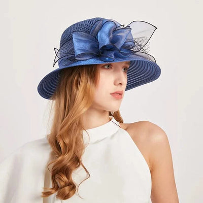 Summer Women Organza flower mesh sunshade hat