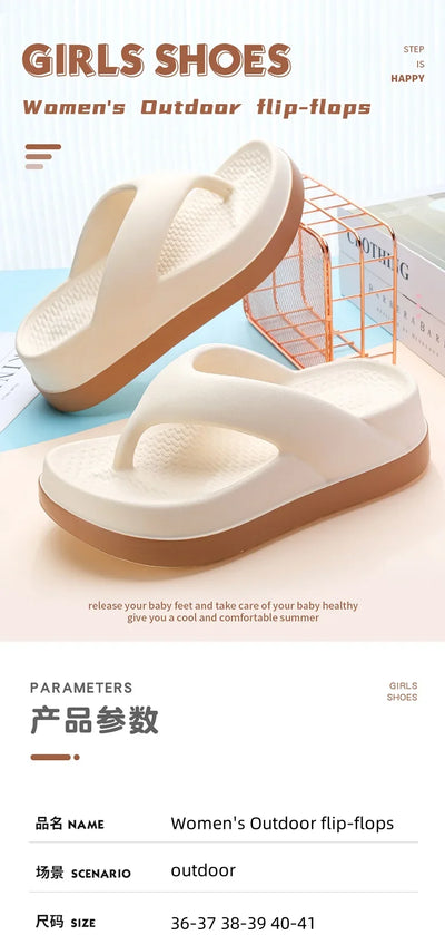Platform Flip Flops for Women, Outdoor Beach Sandals 2025 Popular Design Non-slip Slippers Comfortable, Soft And Thick Sole