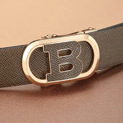 Men's Automatic Split Leather Buckle Belt | Versatile, Business, Casual Pants Belt | Middle-aged and Young Men