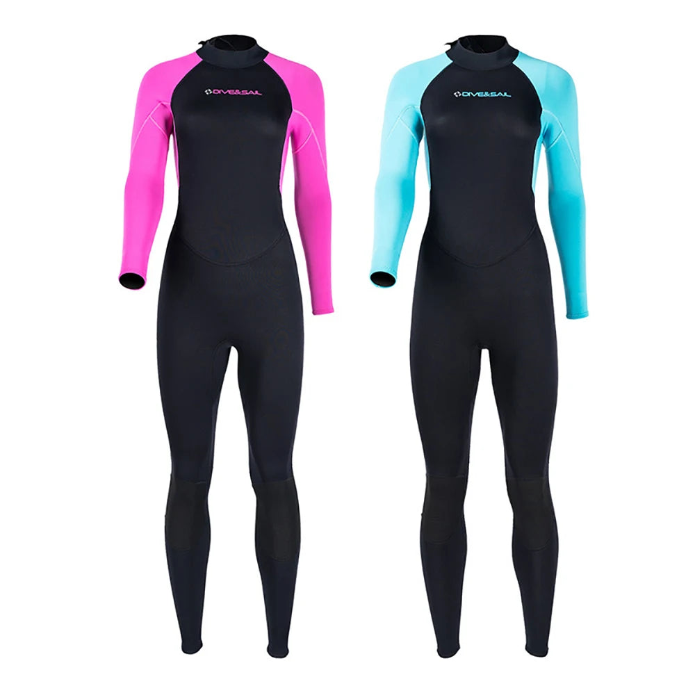 Wetsuit for Women Men One-piece Scuba Diving Suit 3/2MM Neoprene Long Sleeve Snorkeling Surfing Swimsuit Female Sun Protection