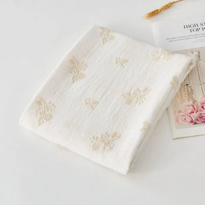 140x50cm Embroidered Slub Cotton Linen Fabric Clothing Sewing Fabric, Diy Women's Dress Forest Flower Cloth