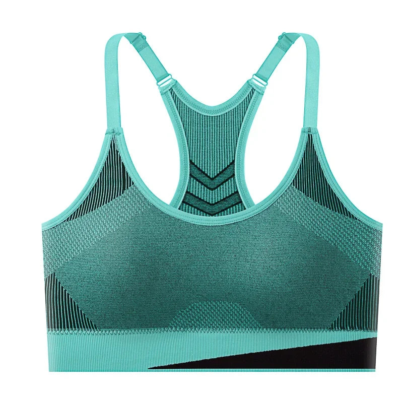 Women Breathable Sports Bra Absorb Sweat Shockproof Padded Gym Running Fitness Double Layer Seamless Yoga Sports Bra Underwear
