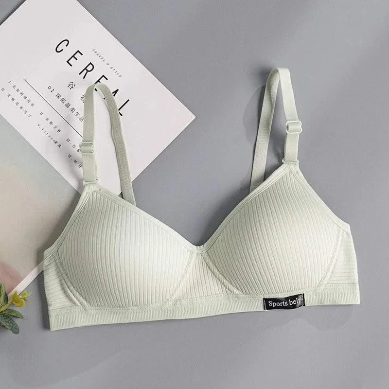 Cotton Women's AB Cup Bra Underwear Wireless Gathering Comfortable V-Bra Women's Upward Push Underwear