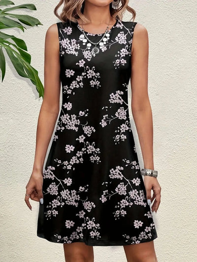 Floral Print Elegant Midi Tank Dresses For Women