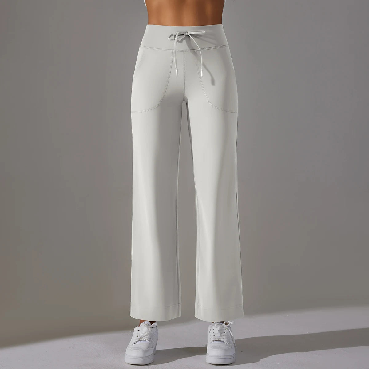 Wide Leg Pants With Pockets Women's Loose Yoga High Waist Legging Drawstring Outdoor Casual Jogging Gym Sports Flare Pants