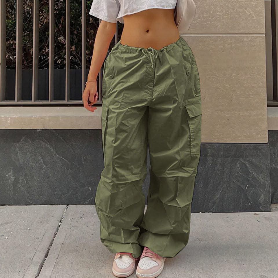 Low Waist Parachute Loose Baggy Sweatpants Trousers Women Jogger Cargo Pants Streetwear Outfits