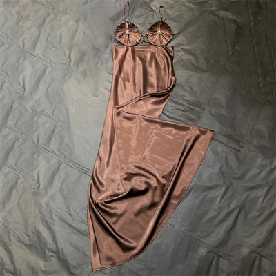 Womens dresses Summer 2025 new satin slim fit sleeveless long dresses Sexy backless suspender midi dresses banquet party dresses