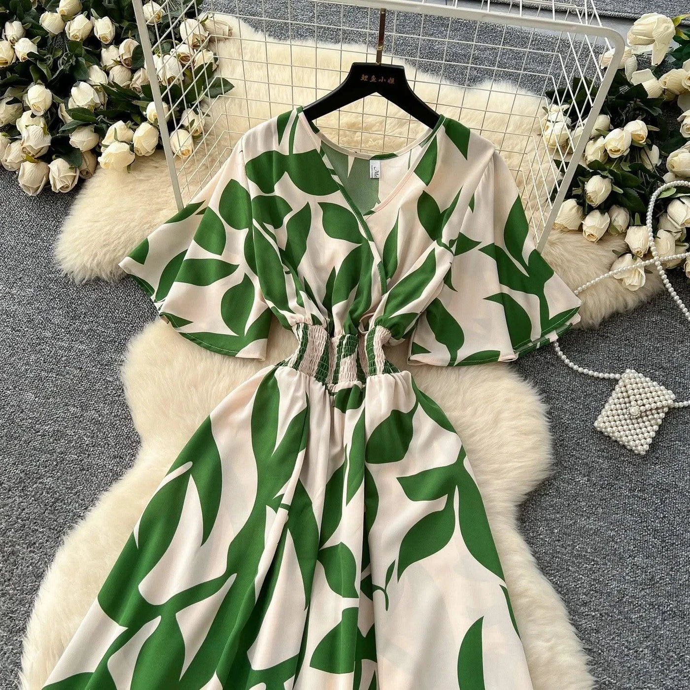 Summer Beach Women Floral Party Dress Summer New Maxi Long Dress Elegant Casual Leaf Printed Hem Dress Vestidos Female