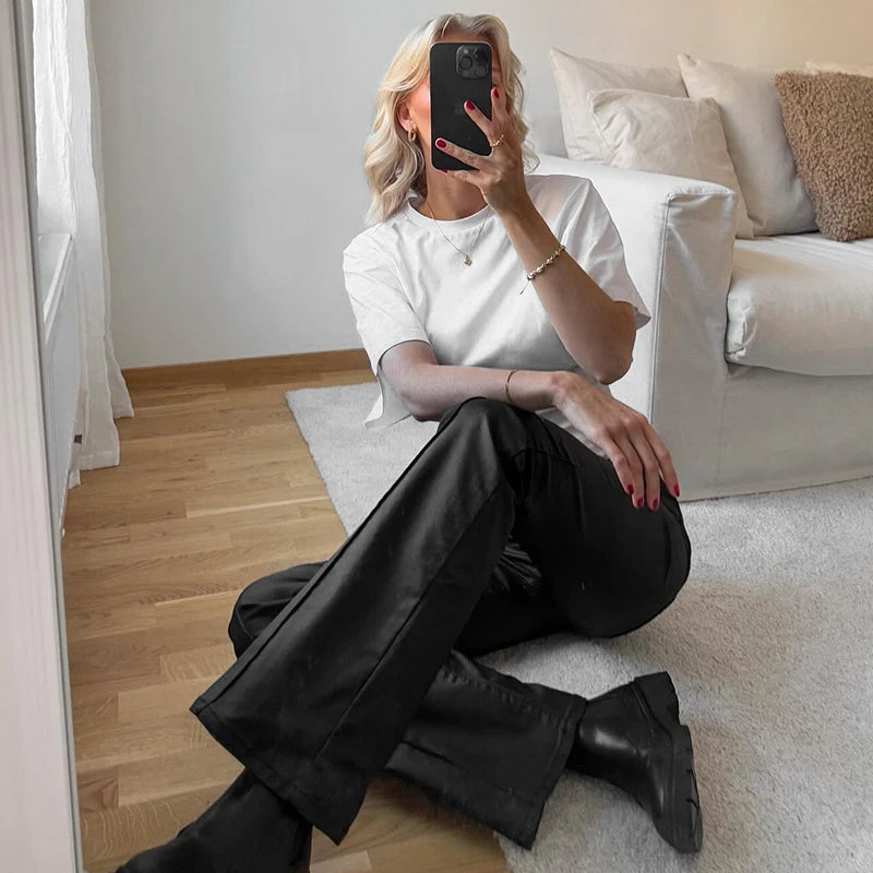 Women's cotton t-shirt summer 2025 baggy crop top French style elegant blouses Sense of design Short sleeve tee casual y25tp031