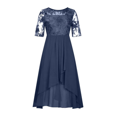 Elegant Outfits Summer Dresses For Women 2023 Tea Length Embroidery Lace Chiffon Mock Dress Formal Occasion Dresses Vestidos